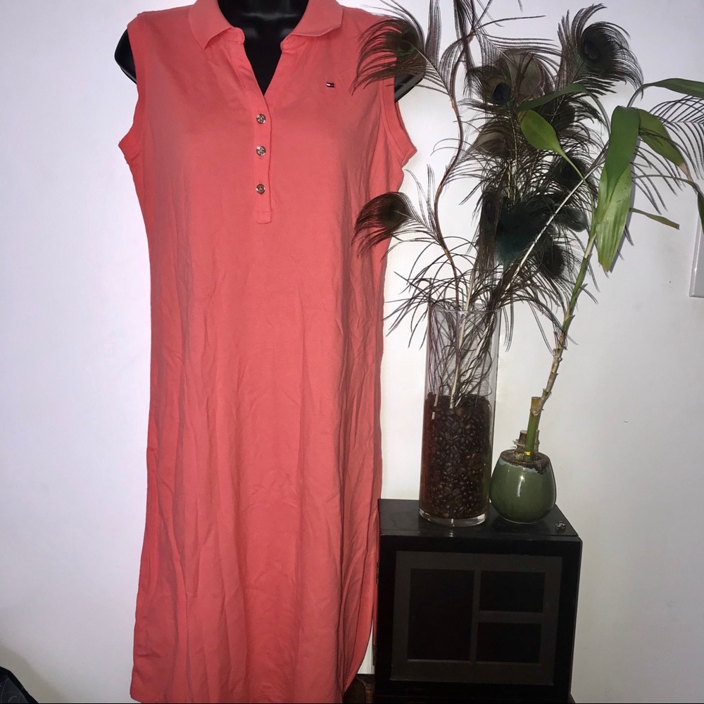 Tommy Hilfiger Peach Collared Sleeveless Dress
